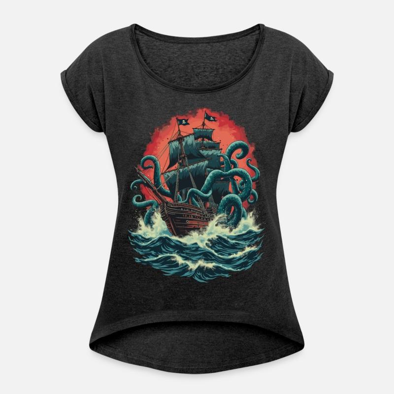 Pirate Ship Kraken Ocean Battle Giant Sea Monster