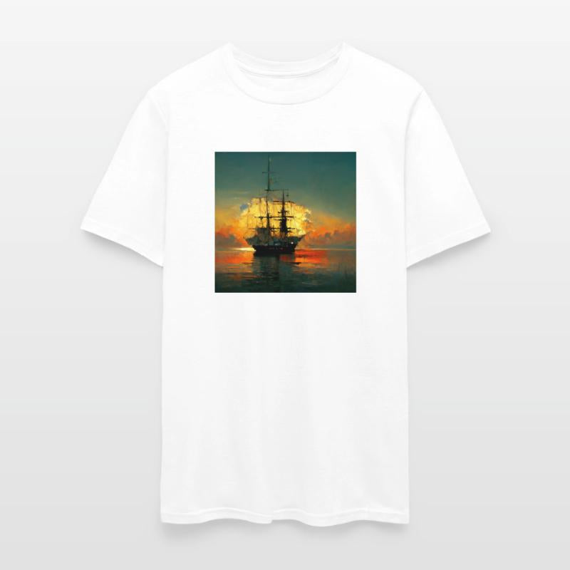 Pirates Ship in sunset great scenery, oil paint