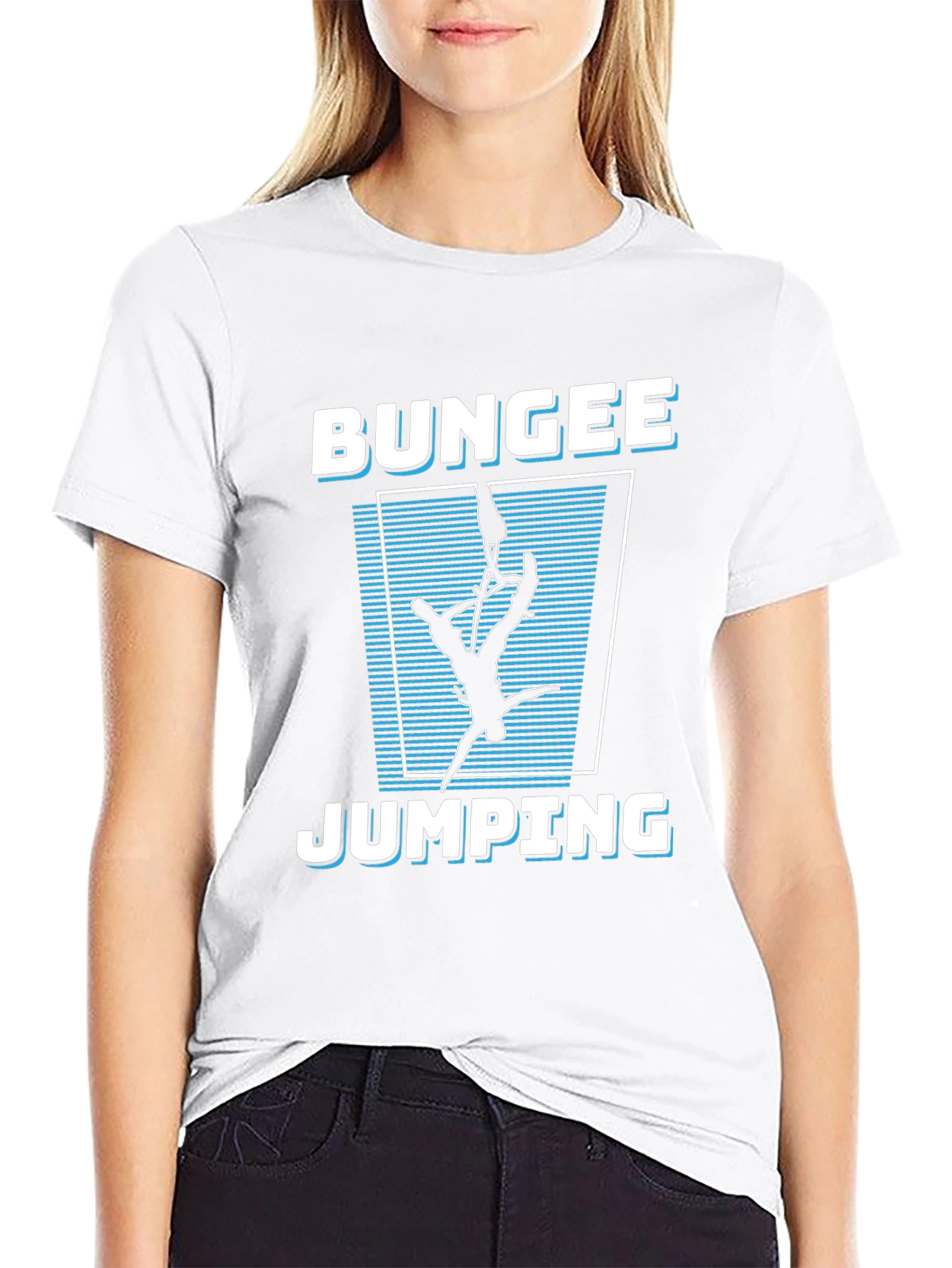 Bungee Jumping Graphic Tee - Black Cotton T-Shirt