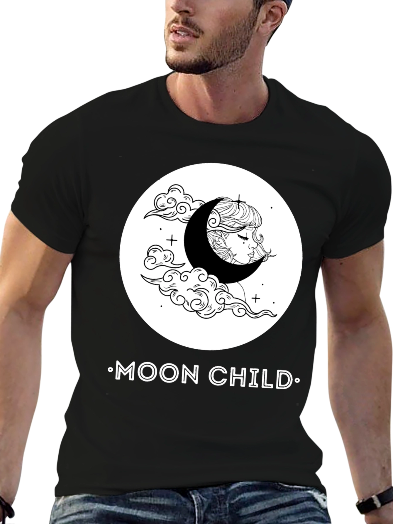 Moon Child Graphic T-Shirt - Unisex Black Tee