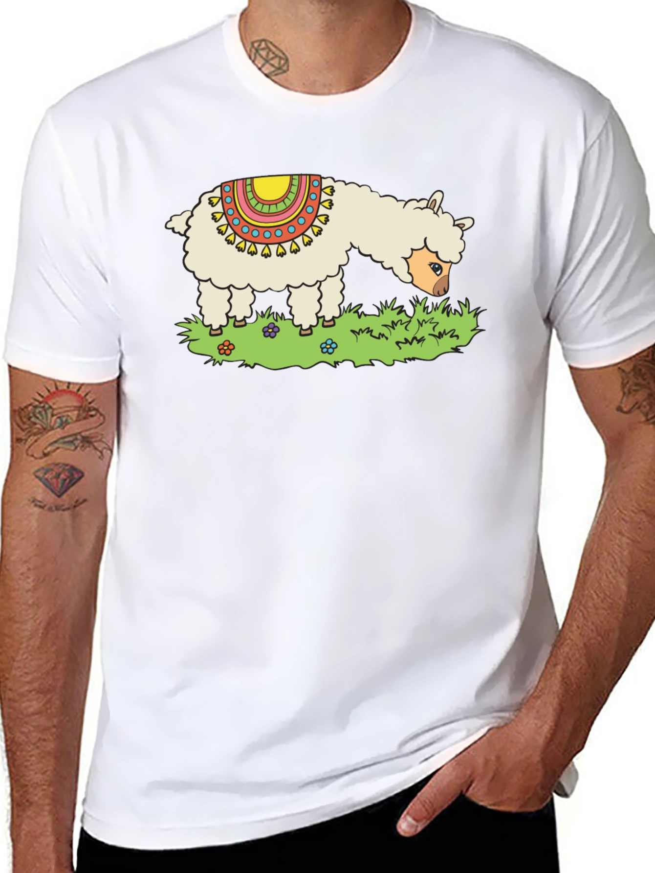 Llama Graphic Tee - Black Cotton T-Shirt