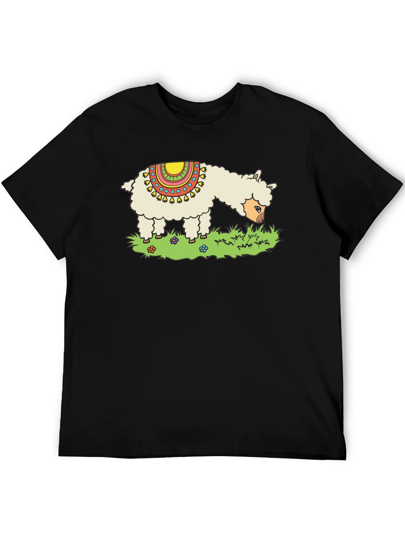Llama Graphic Tee - Black Cotton T-Shirt