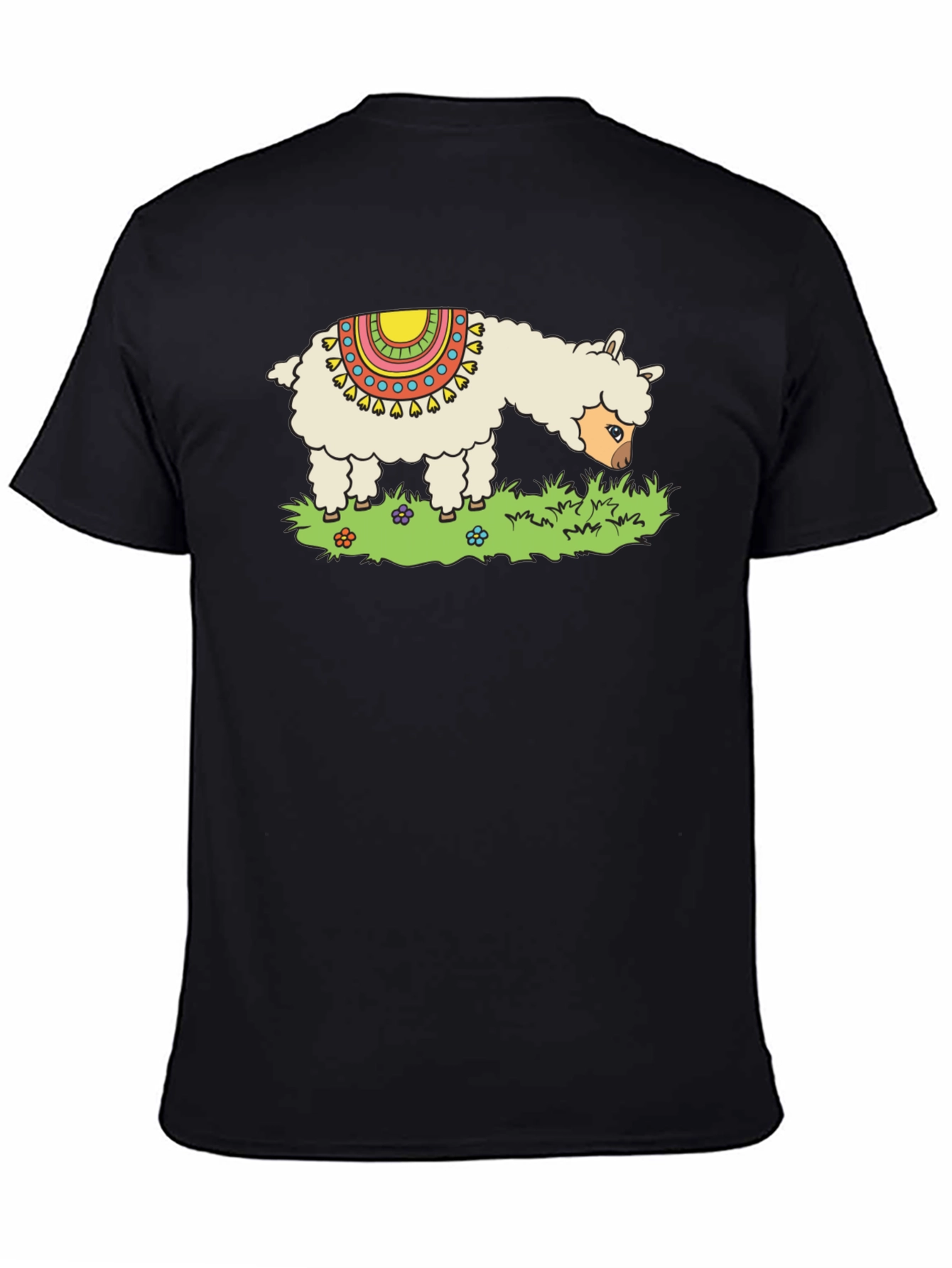Llama Graphic Tee - Black Cotton T-Shirt