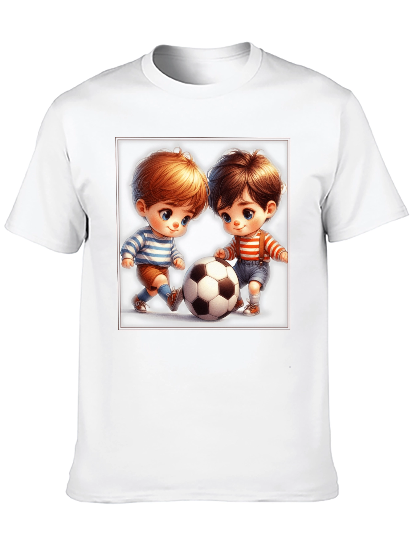 Cartoon Kids Soccer T-Shirt - Black Fun Design