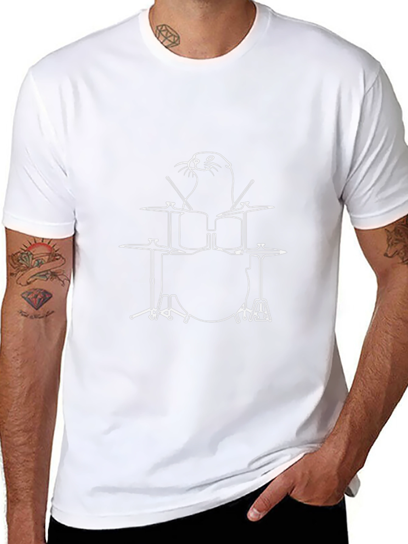 Otter Drummer Graphic Tee - Music Lover T-Shirt