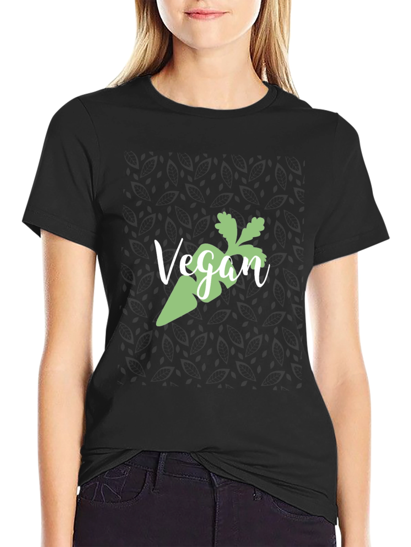 Vegan Carrot Graphic Tee - Black Cotton T-Shirt