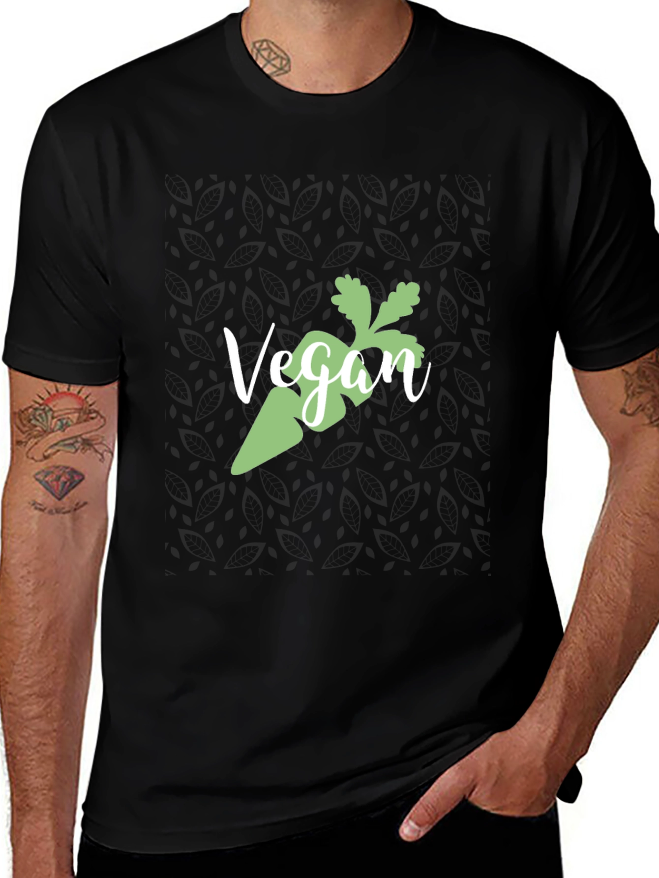 Vegan Carrot Graphic Tee - Black Cotton T-Shirt