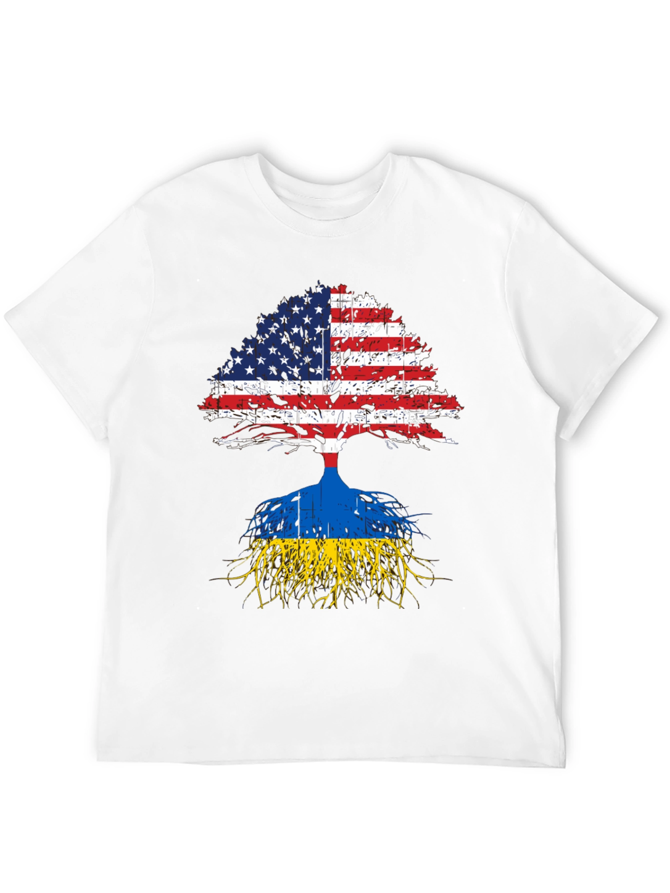 USA and Ukraine Flag Tree T-Shirt