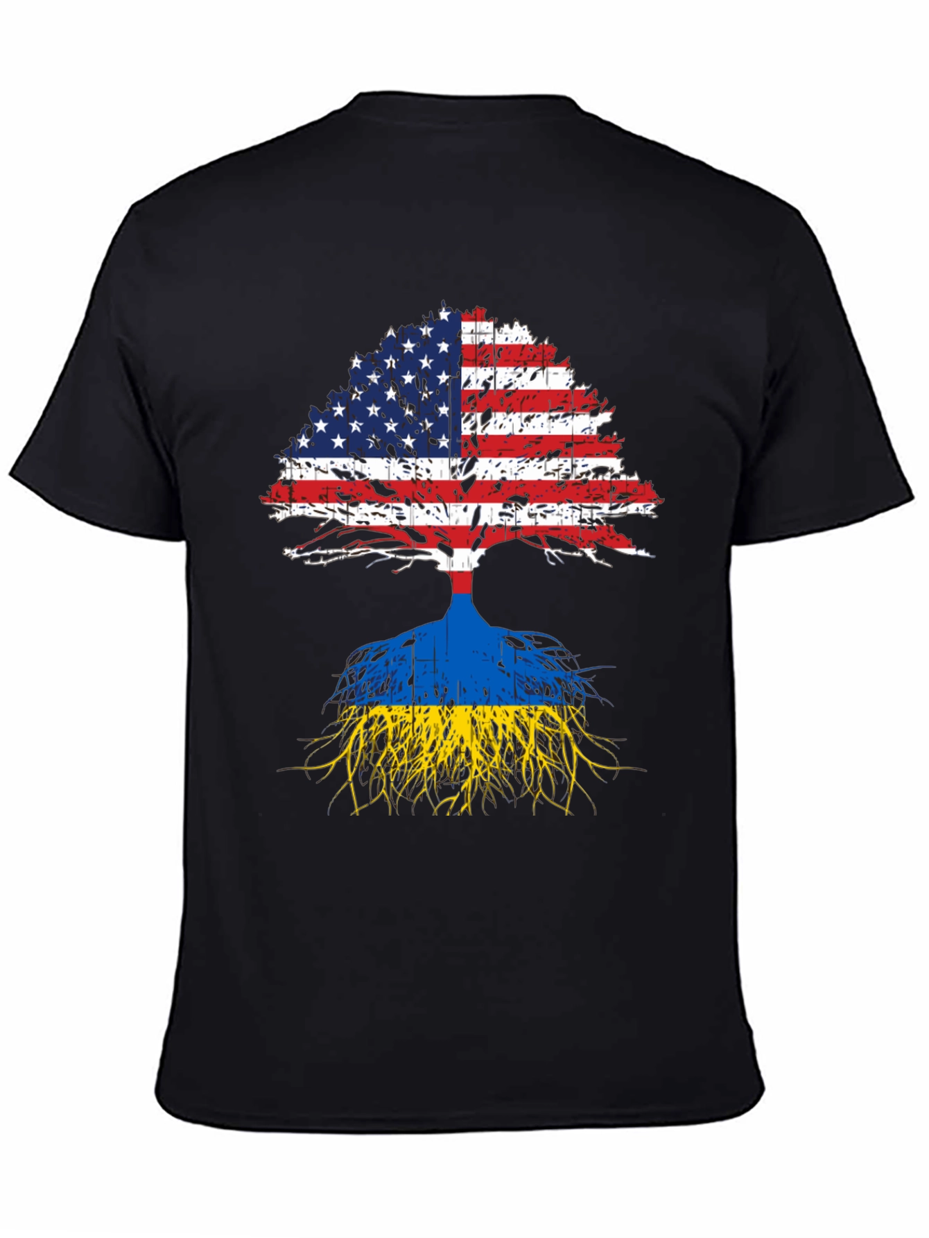 USA and Ukraine Flag Tree T-Shirt