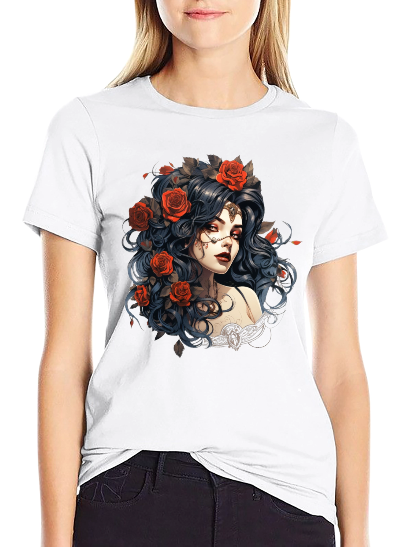 Gothic Rose Queen Graphic T-Shirt