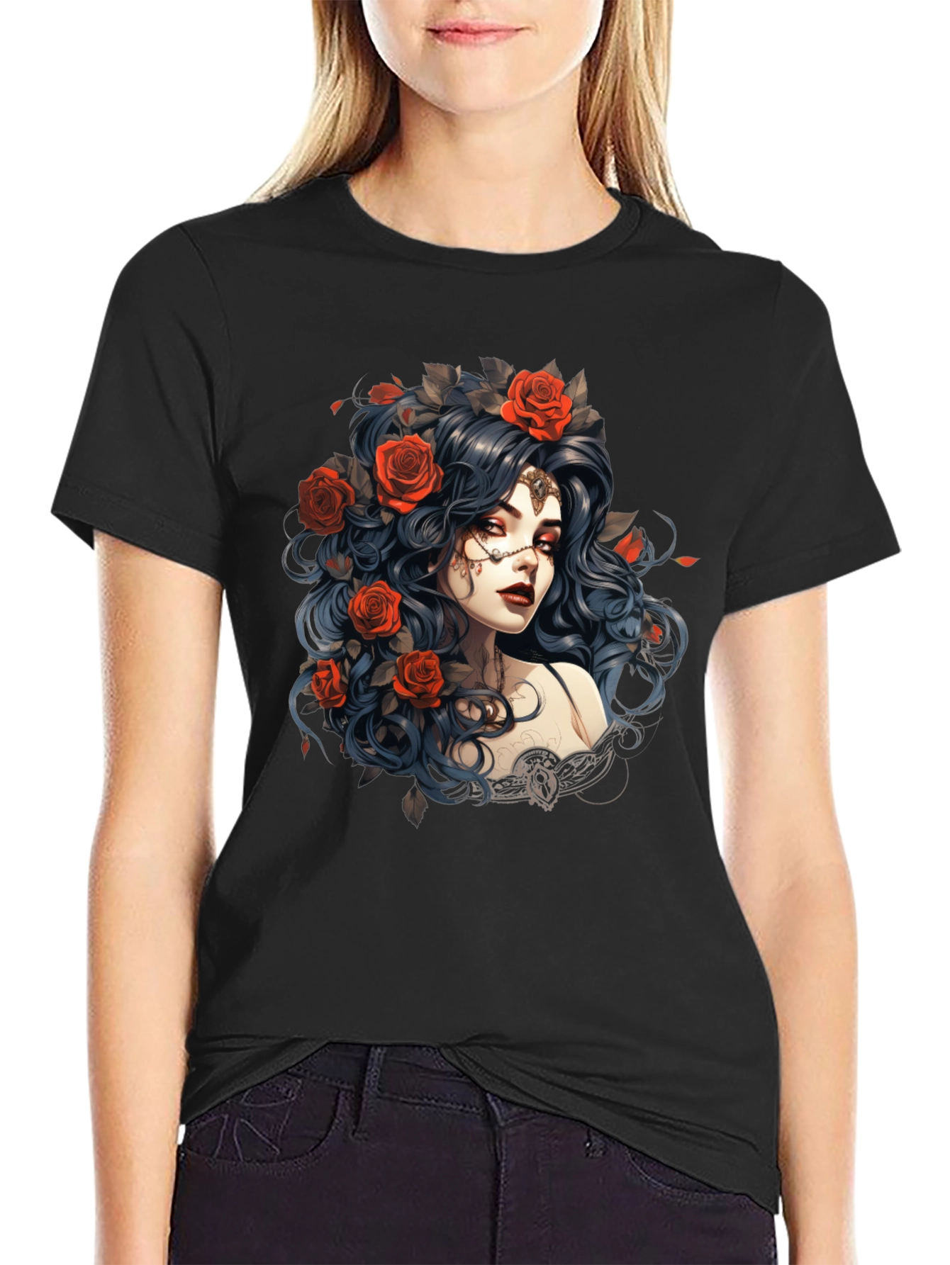 Gothic Rose Queen Graphic T-Shirt