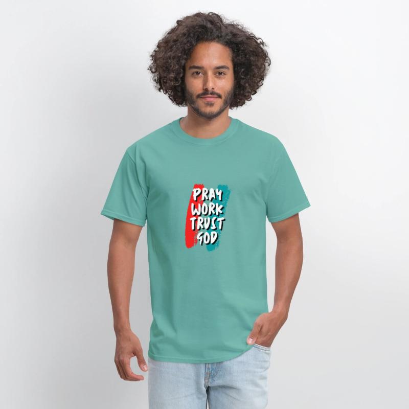 Pray work trust god inspirational quote t shirt