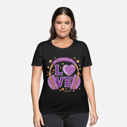 Purple Love Music Headphones with Stars and Heart