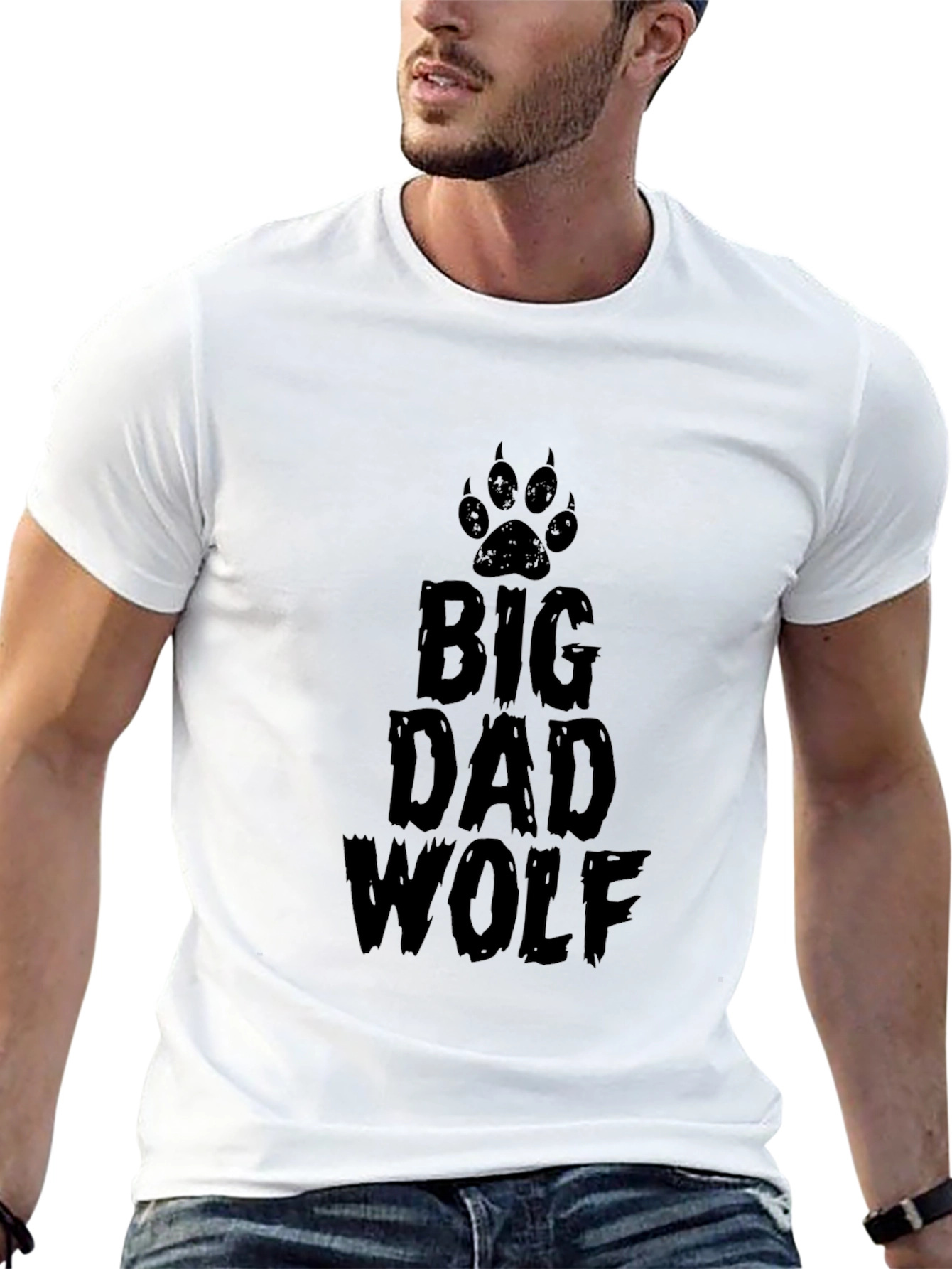 Big Dad Wolf Graphic Print T-Shirt