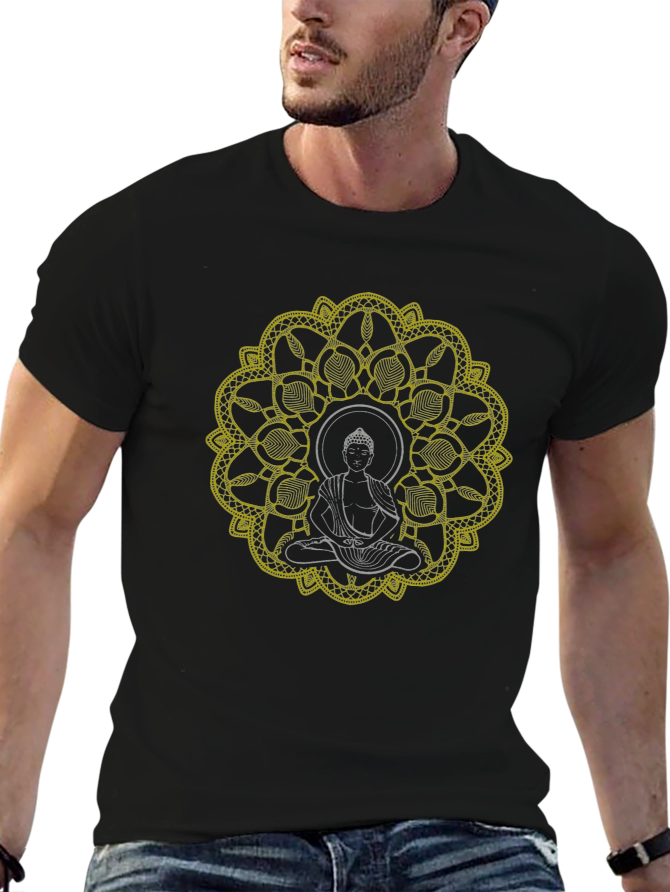 Buddha Mandala Graphic T-Shirt - Black