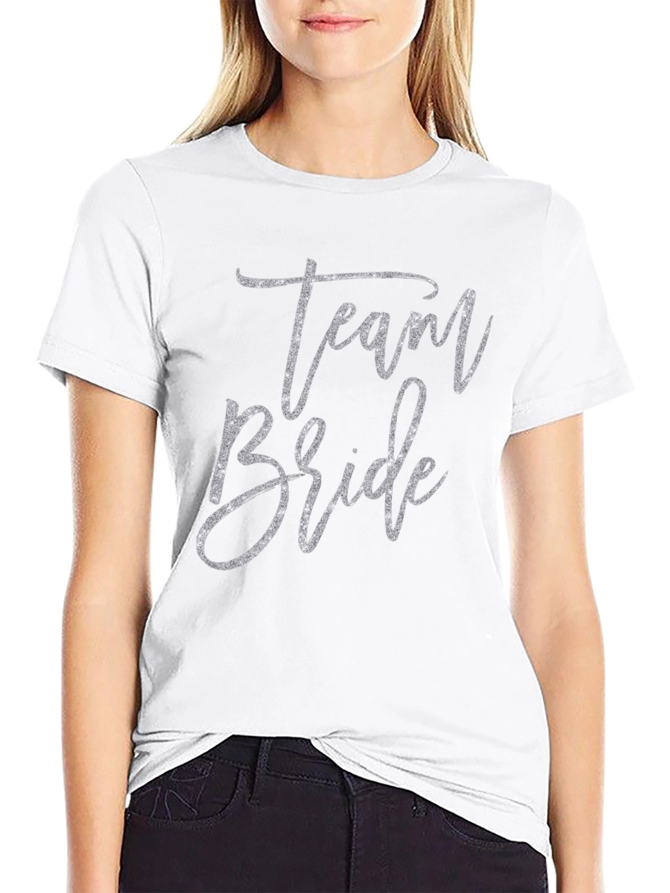 Team Bride Black Crew Neck T-Shirt