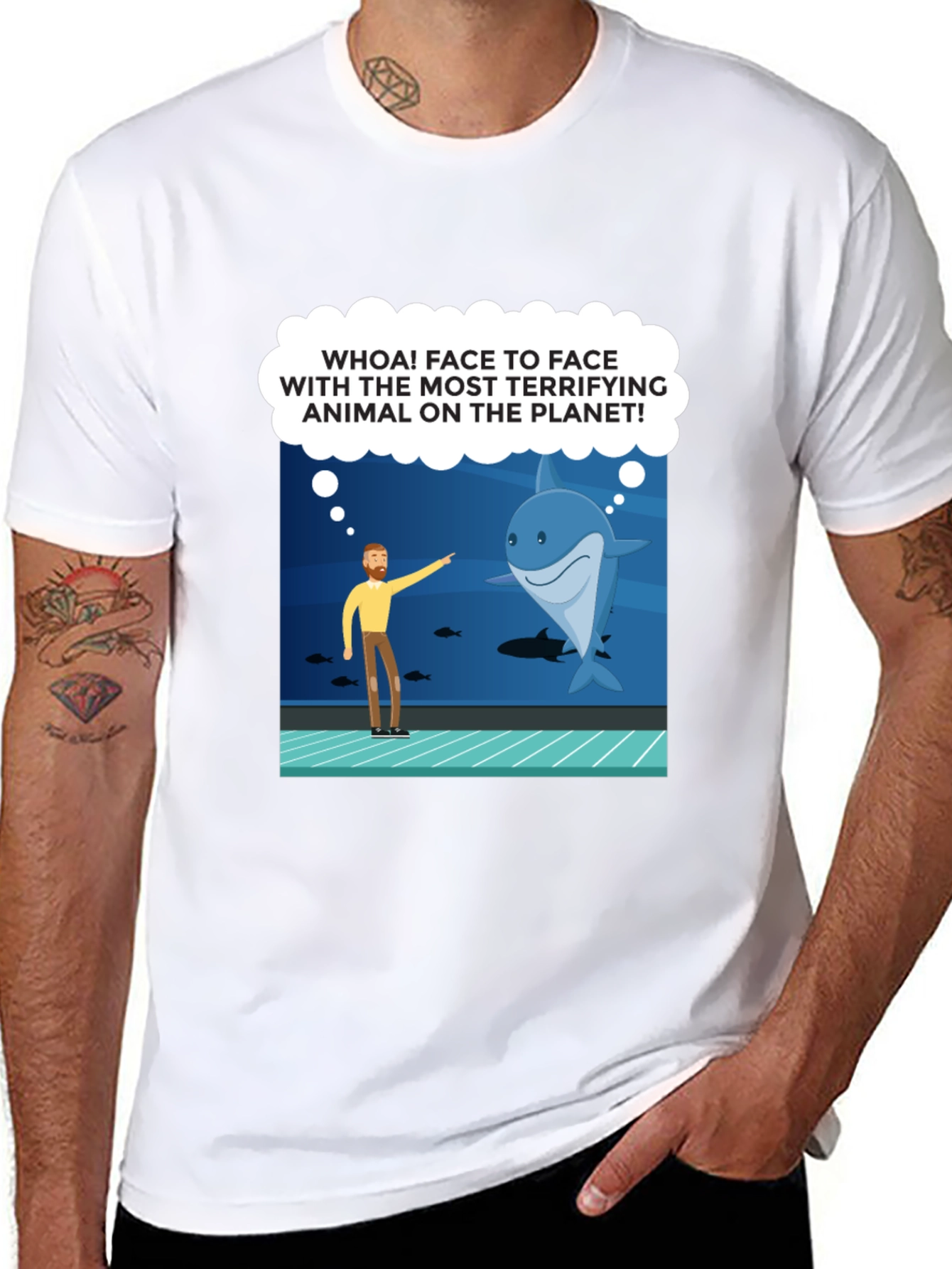 Funny Shark Encounter Graphic T-Shirt