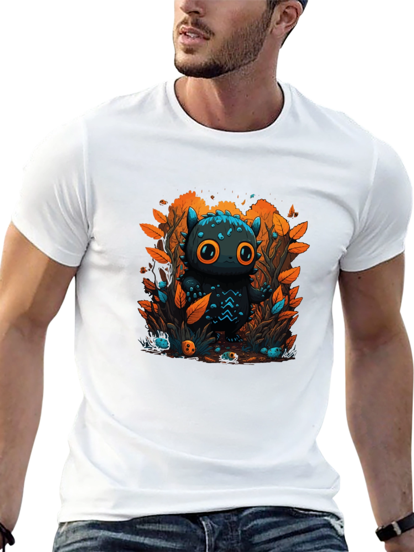 Cute Cartoon Creature Black T-Shirt