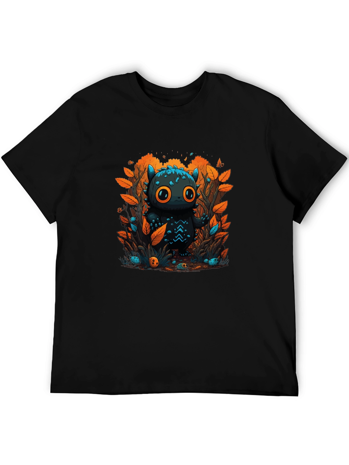Cute Cartoon Creature Black T-Shirt