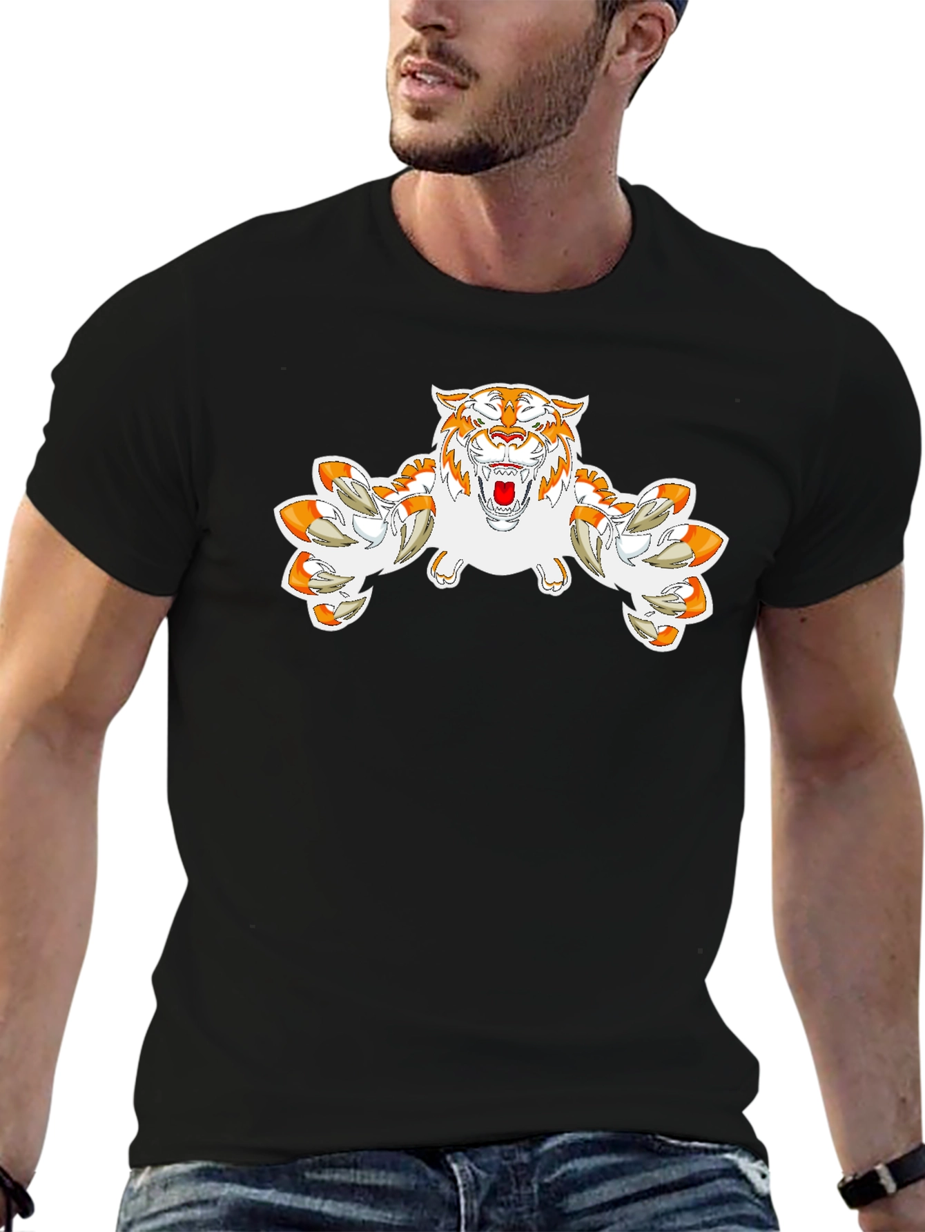 Tiger Graphic Print Black T-Shirt