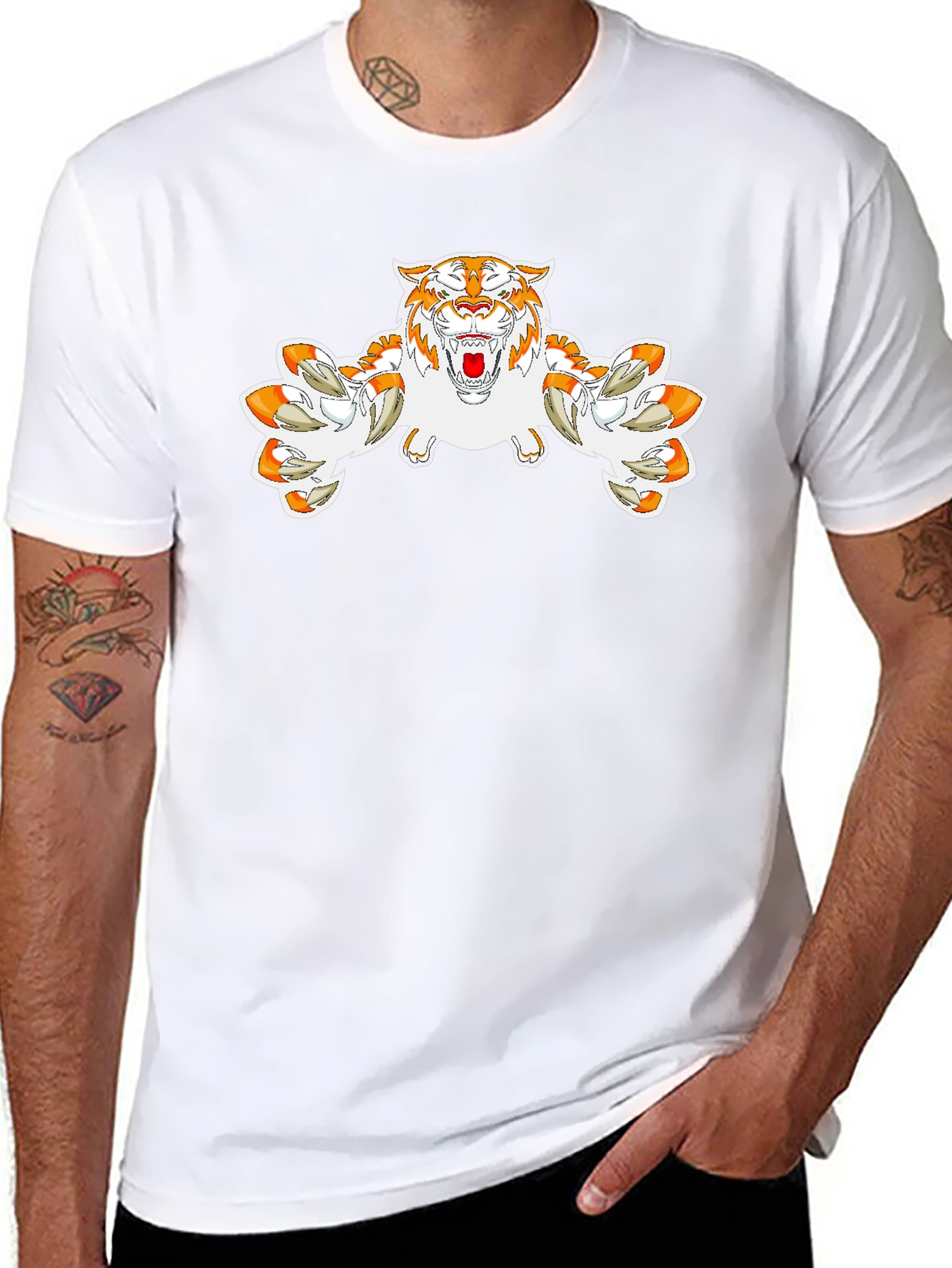 Tiger Graphic Print Black T-Shirt