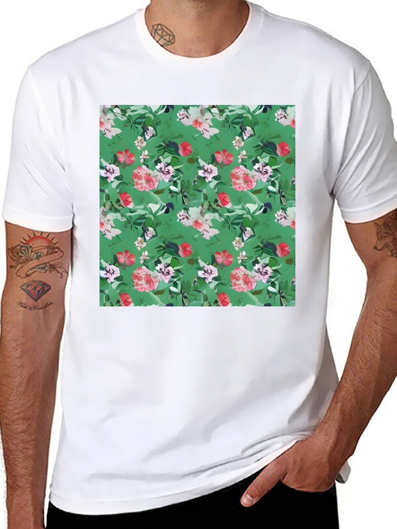 Floral Print Black T-Shirt