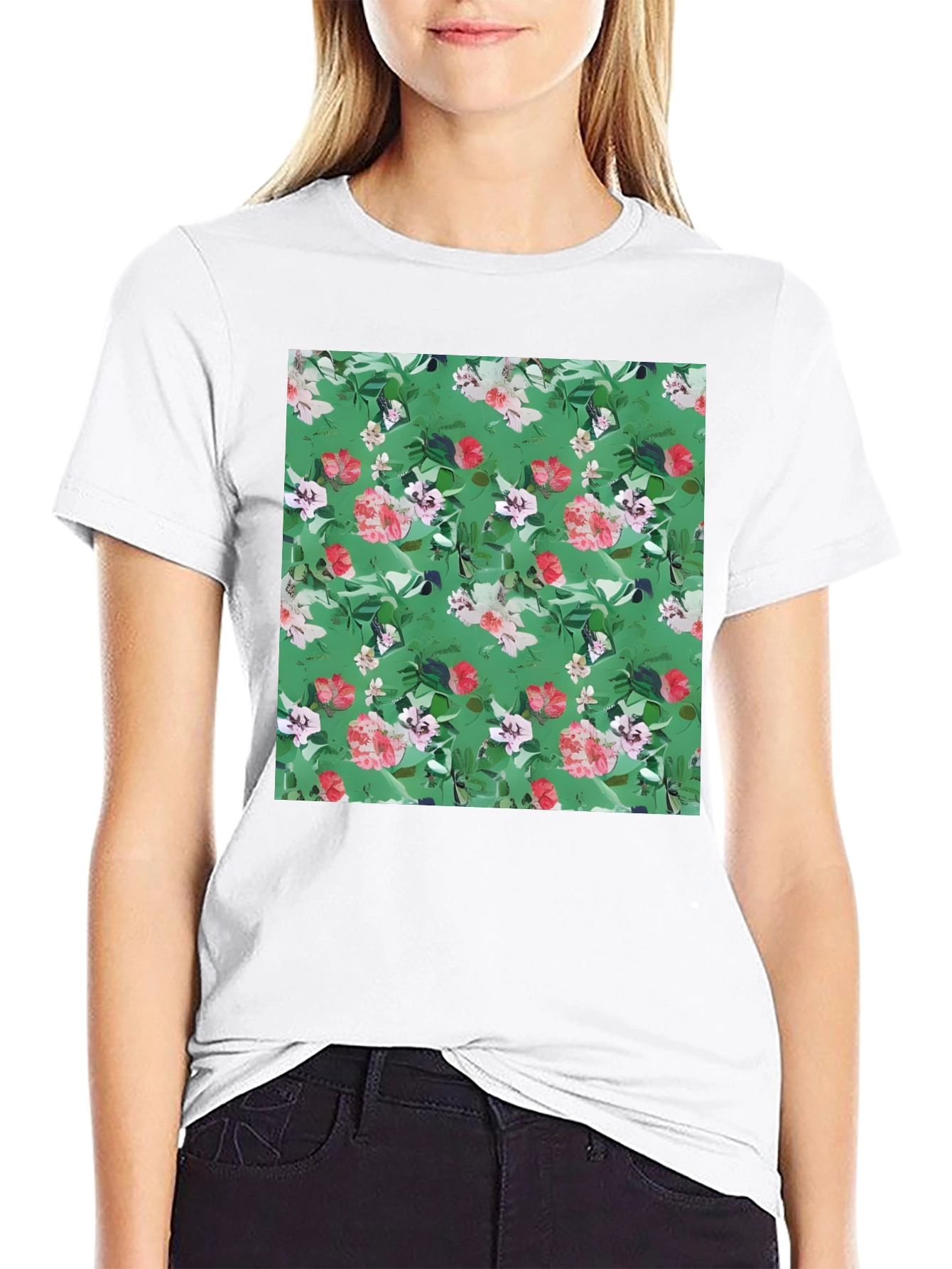 Floral Print Black T-Shirt