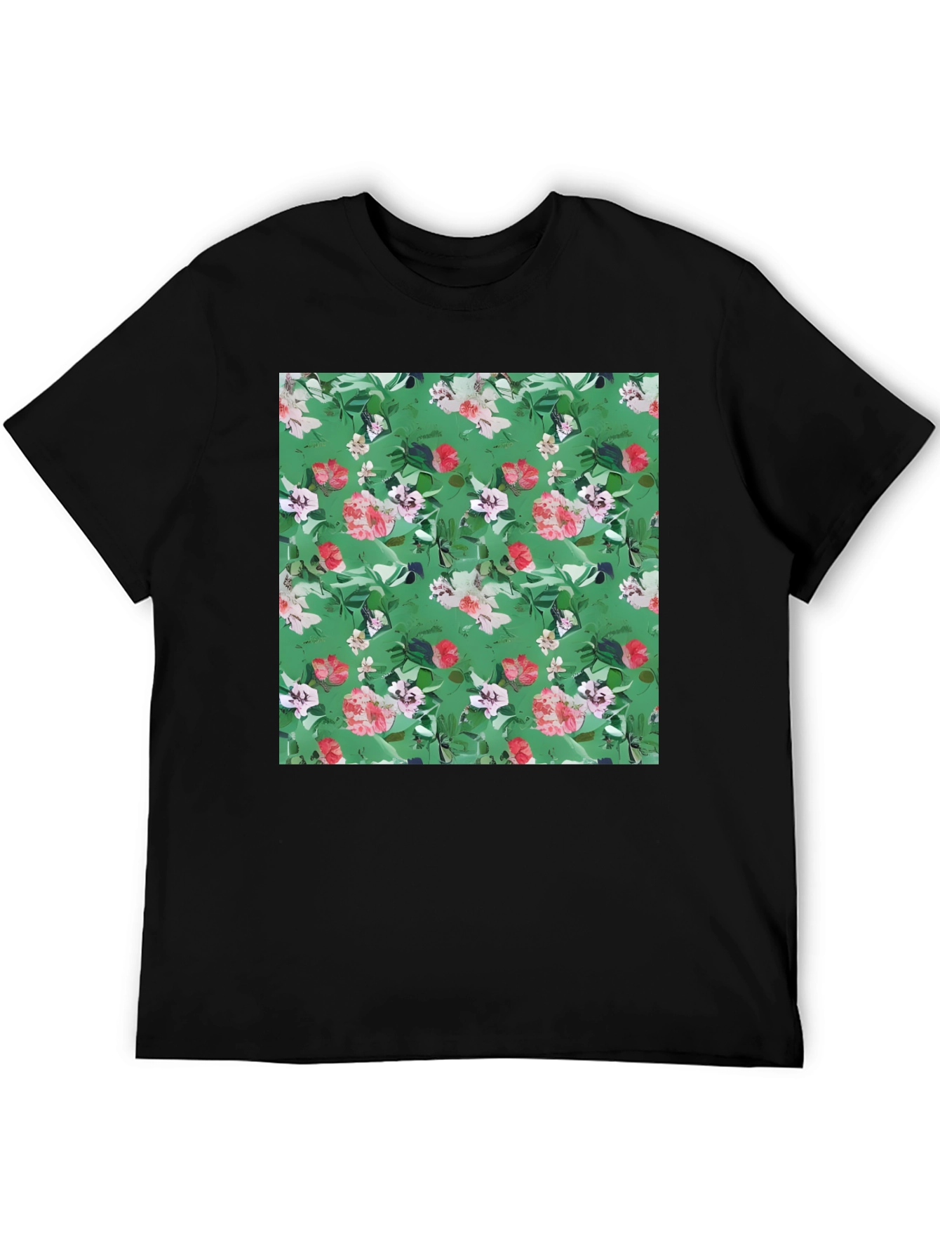 Floral Print Black T-Shirt