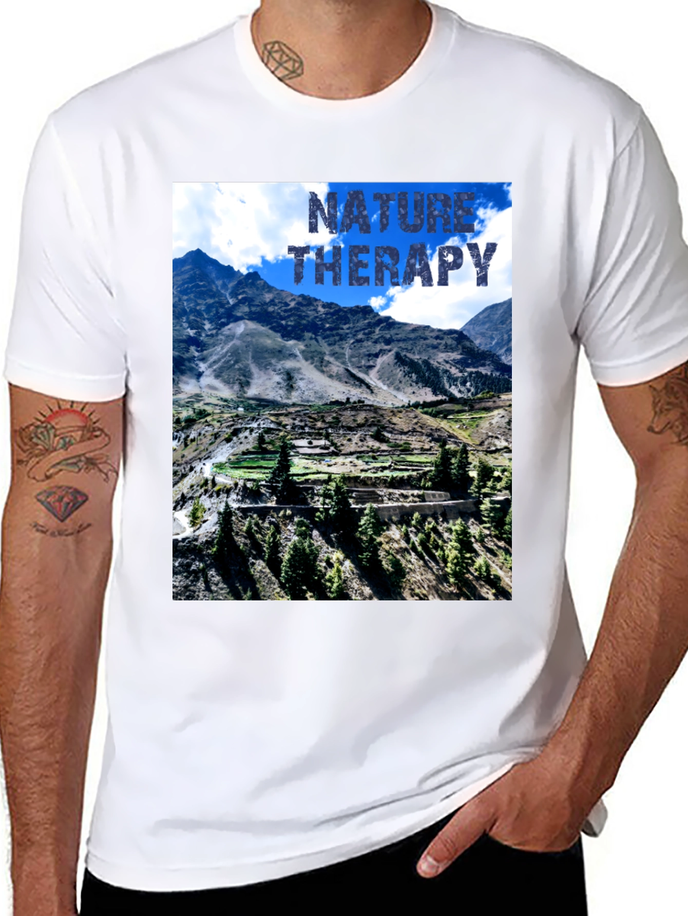 Nature Therapy Graphic T-Shirt - Mountain Scene