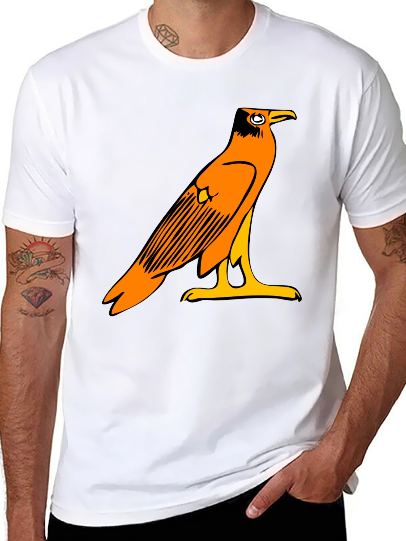 Egyptian Bird Graphic Tee - Black Casual T-Shirt