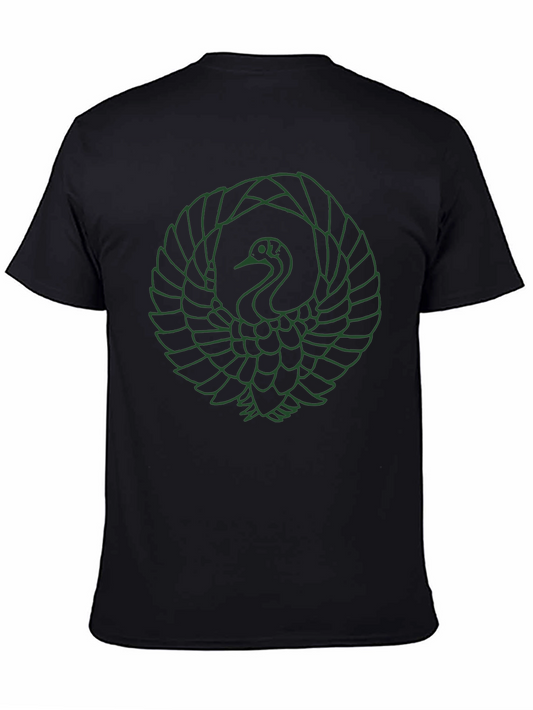 Green Crane Graphic Black T-Shirt