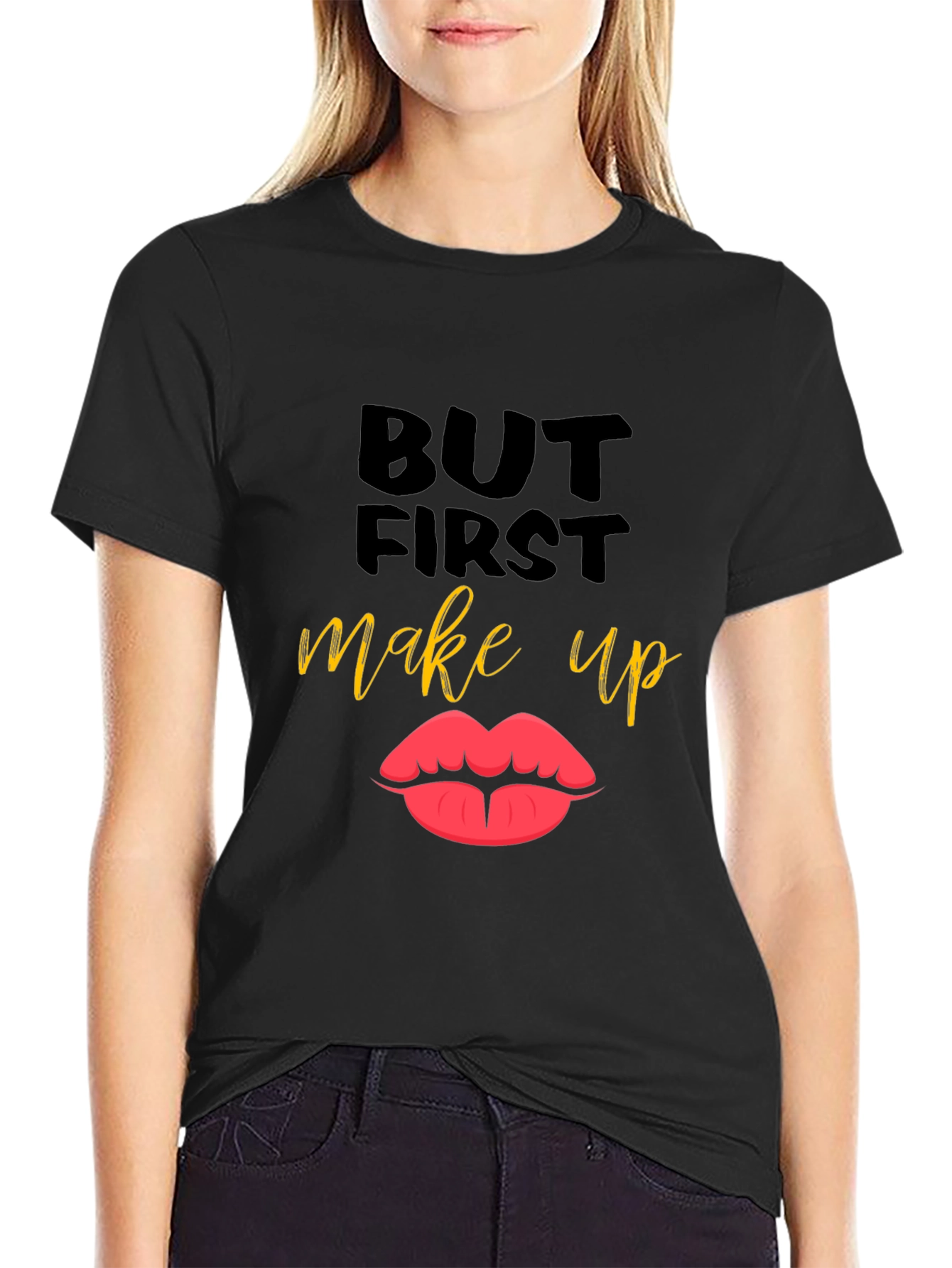 But First Makeup T-Shirt Lips Graphic Tee