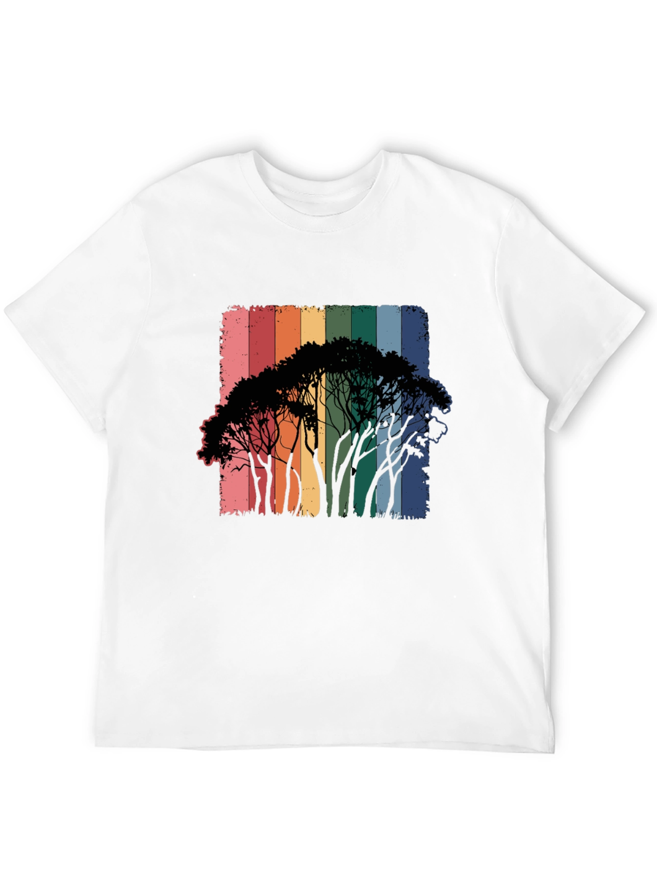 Rainbow Trees Black T-Shirt