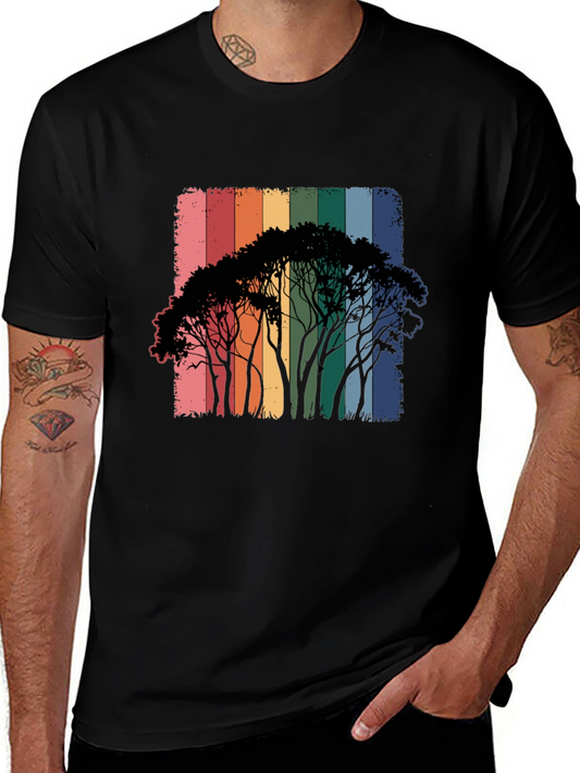 Rainbow Trees Black T-Shirt