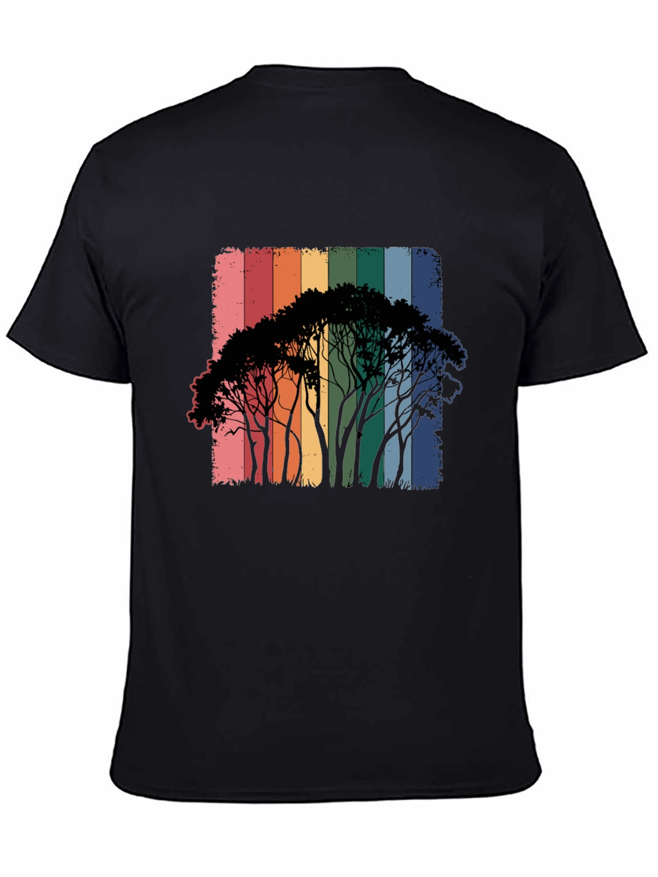 Rainbow Trees Black T-Shirt