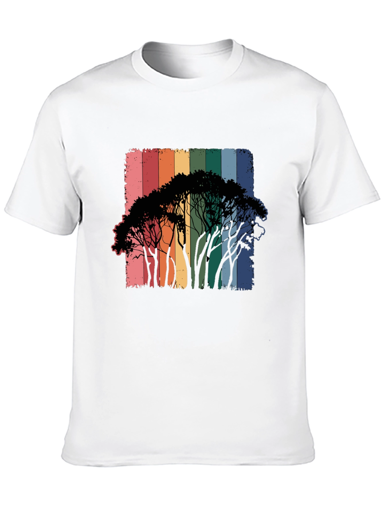 Rainbow Trees Black T-Shirt
