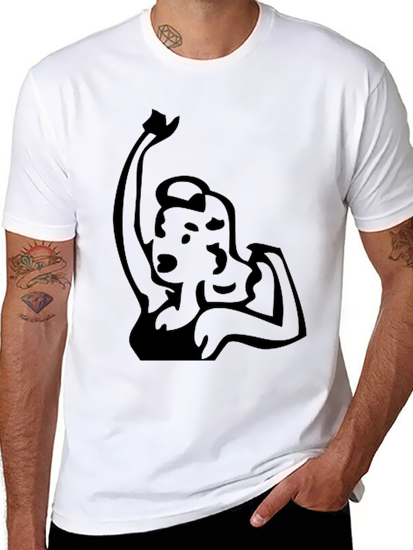 Retro Woman Graphic Black Tee