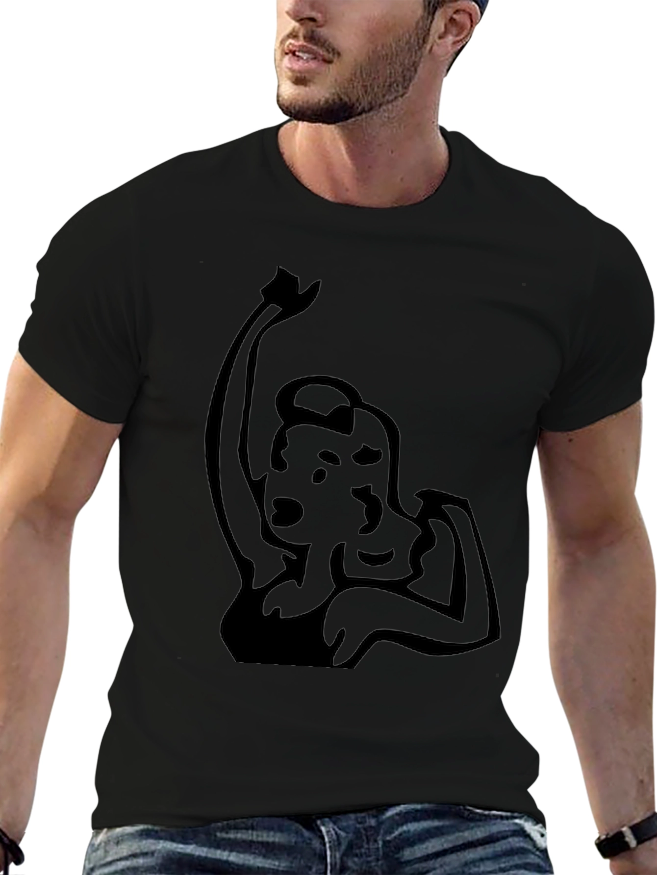 Retro Woman Graphic Black Tee
