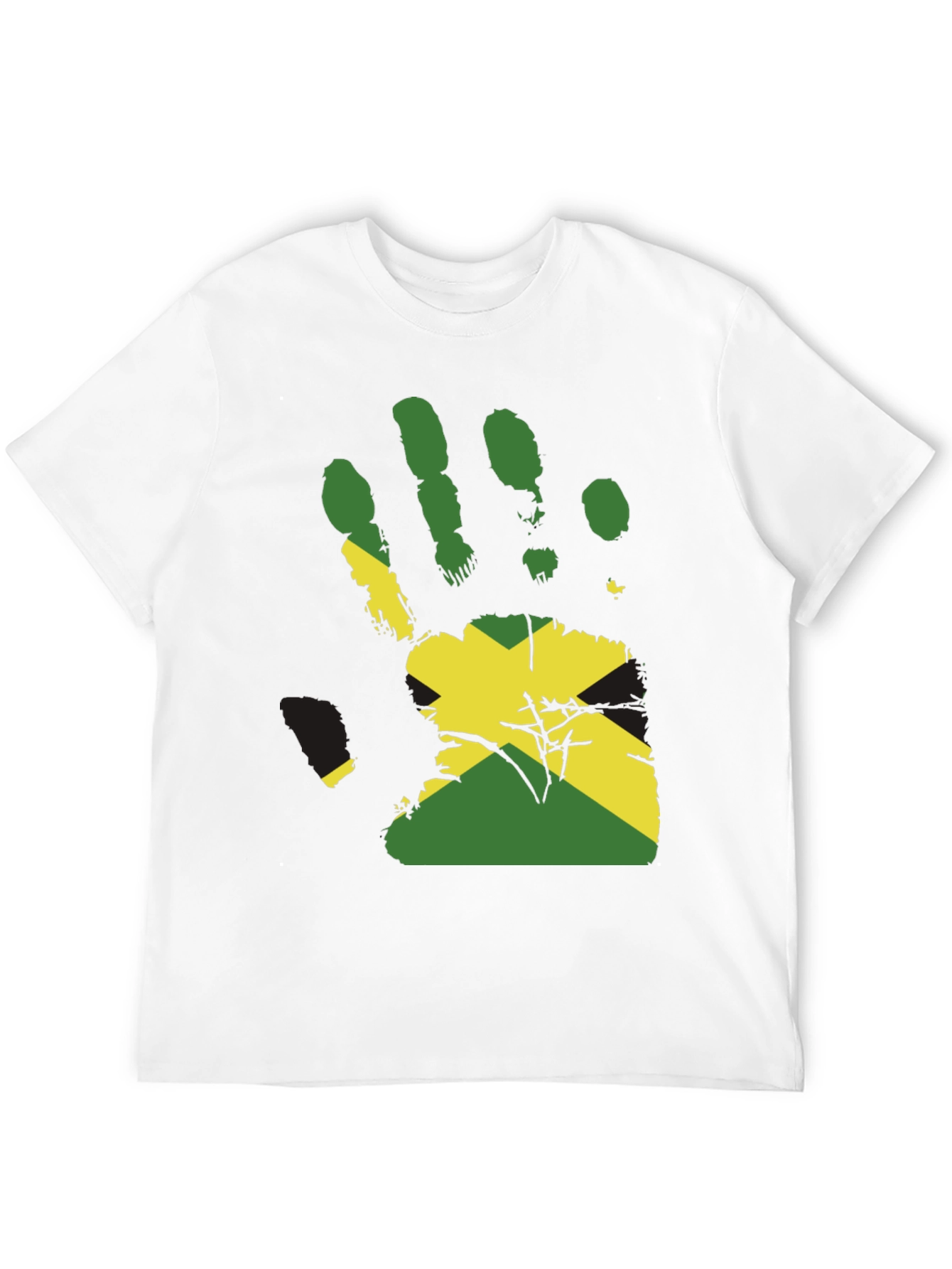 Jamaican Flag Handprint Graphic Tee - Black