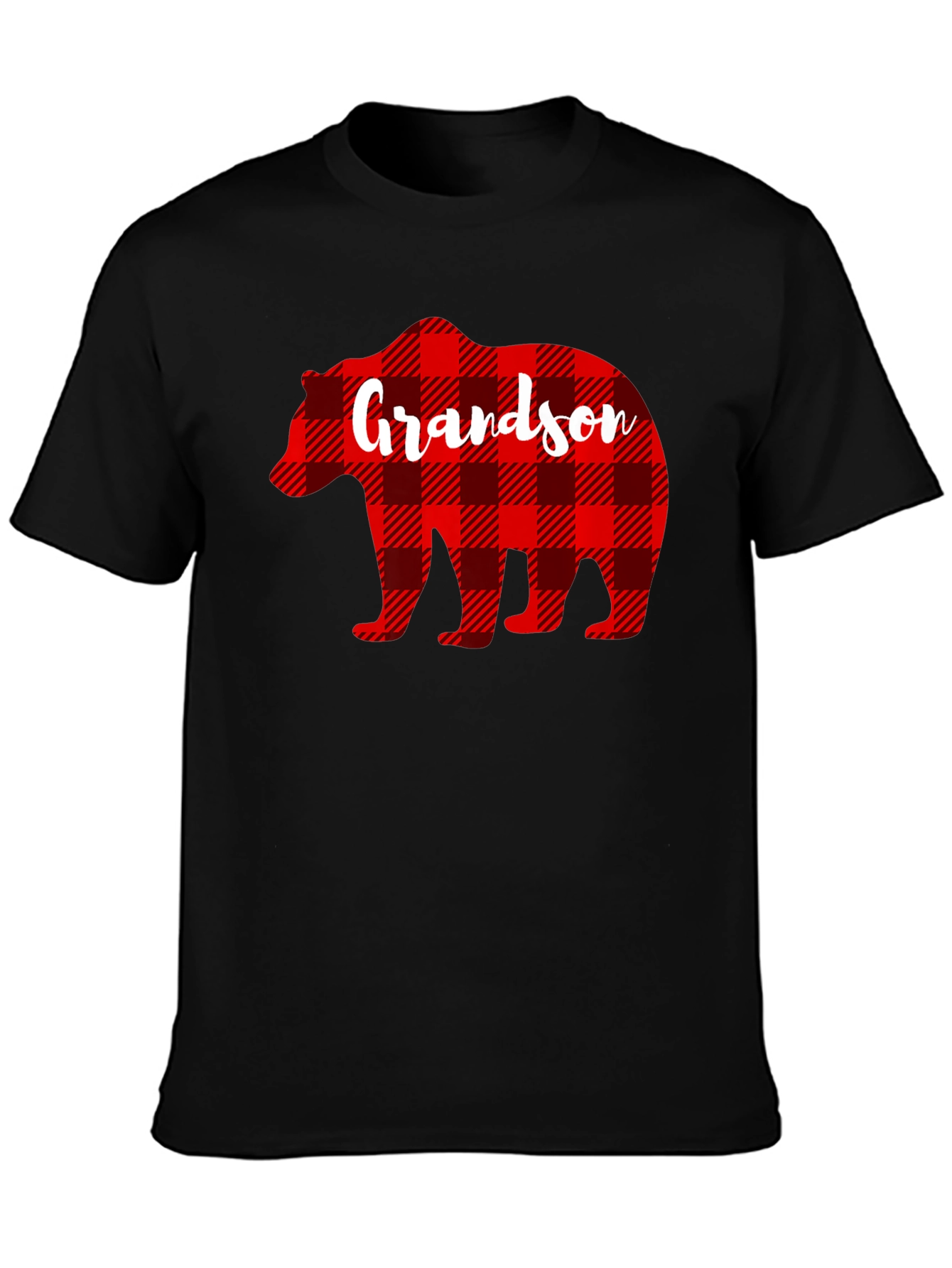 Grandson Bear Plaid Graphic T-Shirt