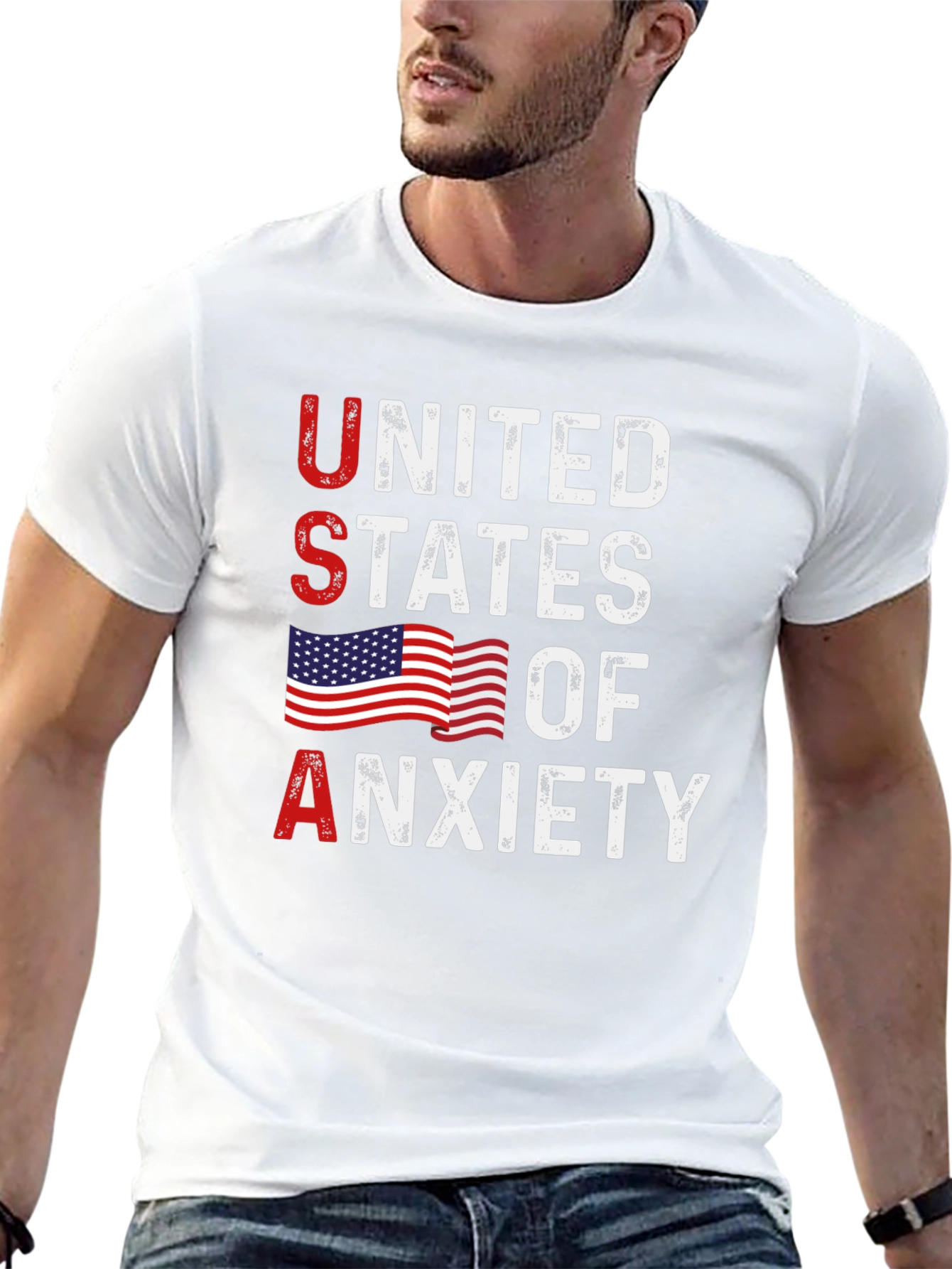 United States of Anxiety Graphic Tee - Patriotic Design