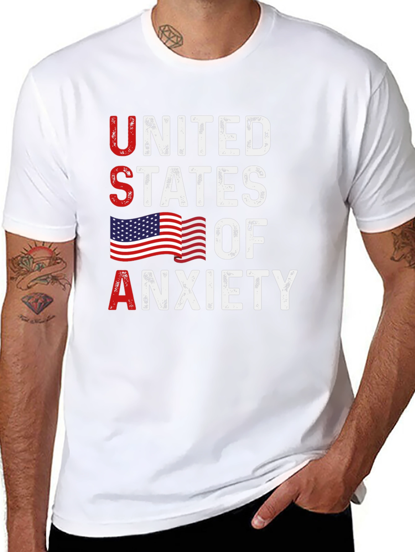 United States of Anxiety Graphic Tee - Patriotic Design