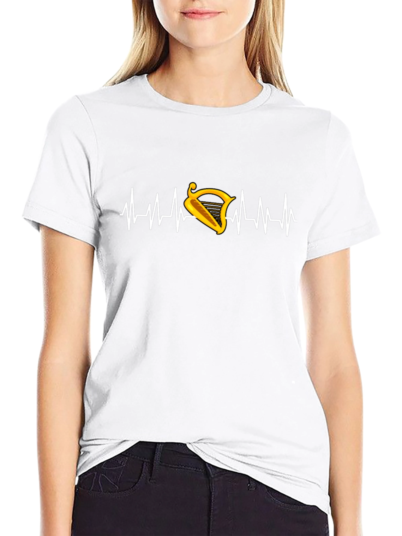 Harp Beat T-Shirt - Irish Music Heartbeat Tee