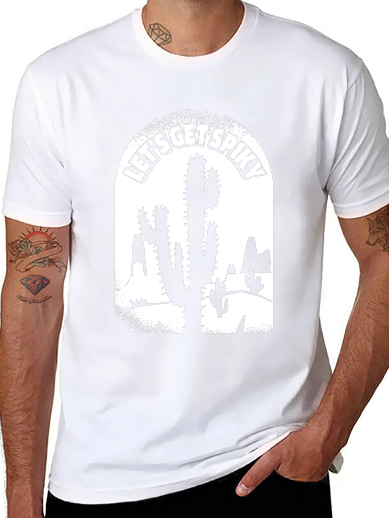 Lets Get Spiky Black Cactus T-Shirt
