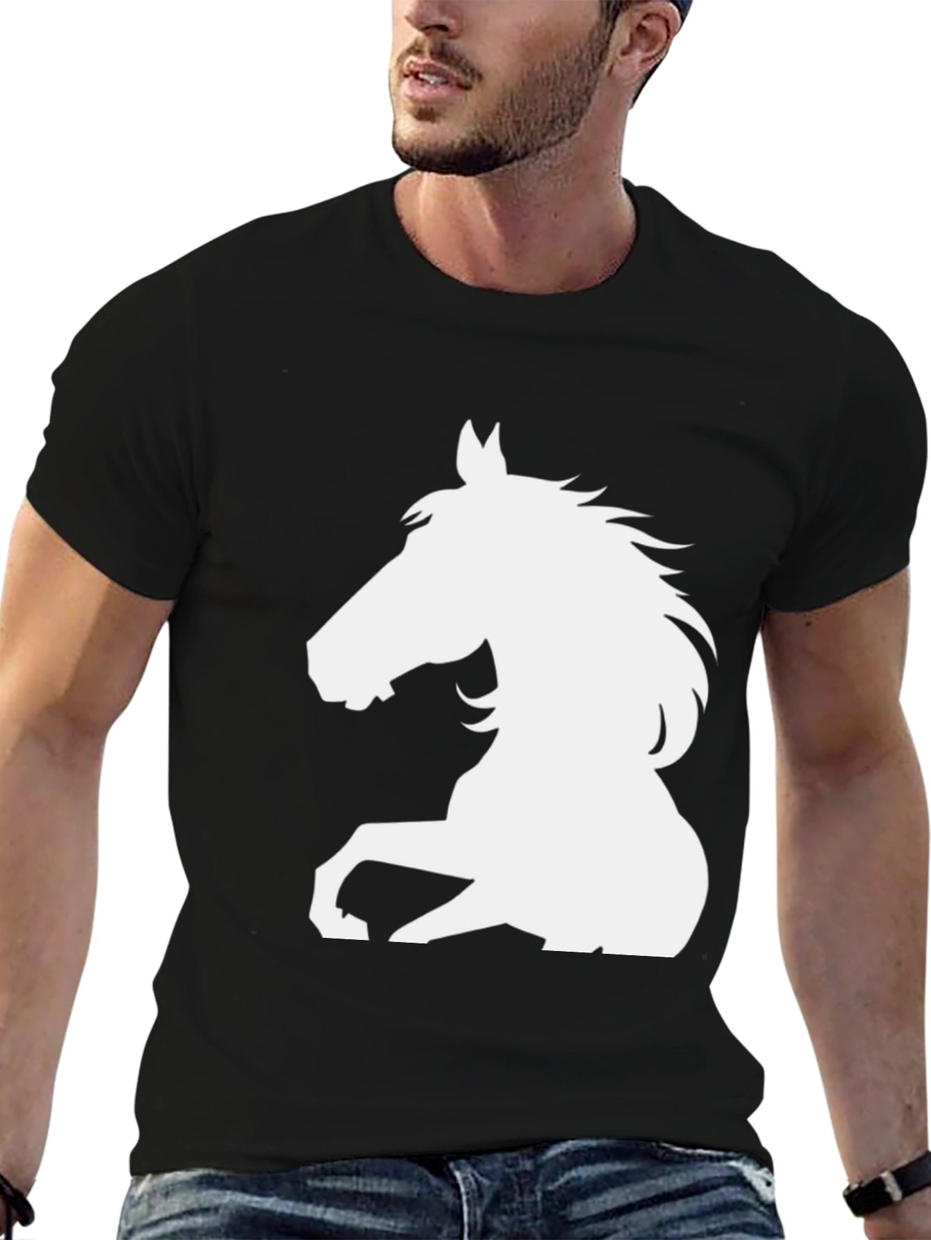 Black Horse Graphic Tee - Mens Casual Top