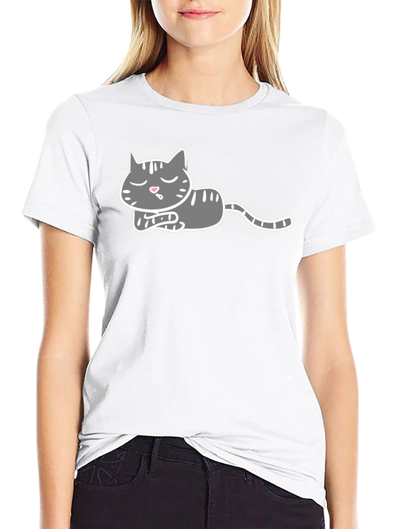 Cute Cat Nap T-Shirt - Relaxed Graphic Tee