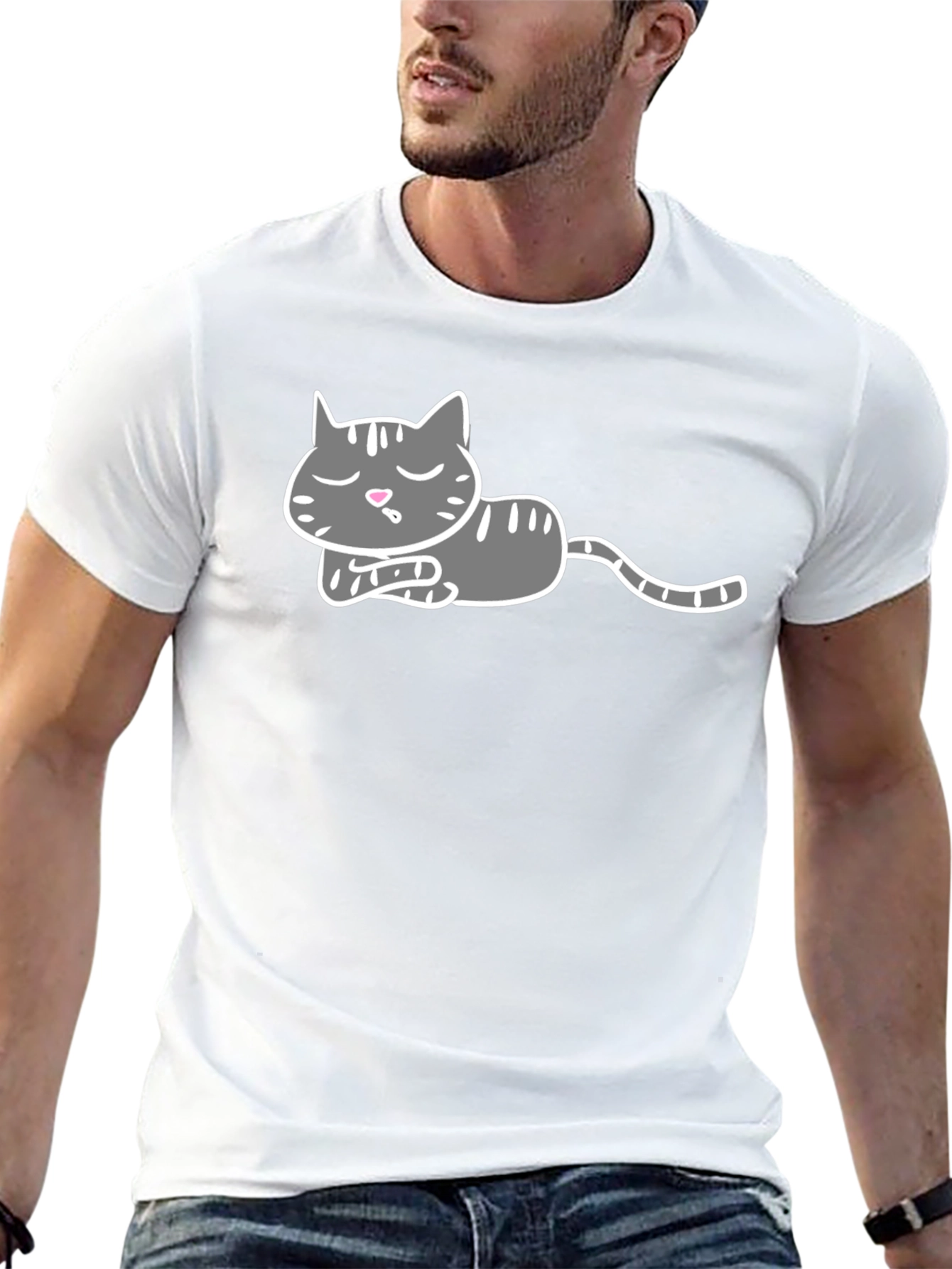 Cute Cat Nap T-Shirt - Relaxed Graphic Tee