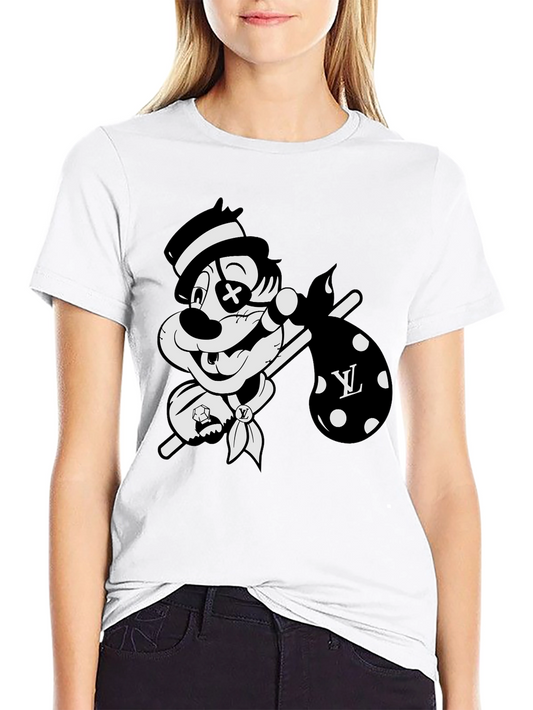 Cartoon Hobo Graphic Black T-Shirt