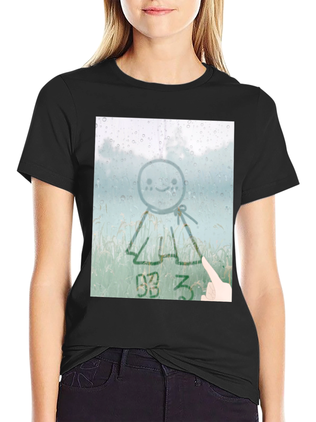 Sunshine Doll Graphic Tee - Black Cotton T-Shirt
