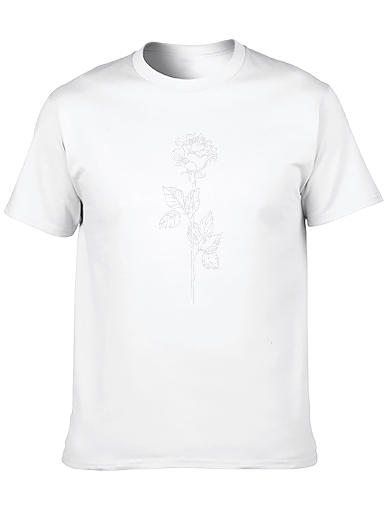 Rose Outline Graphic Tee - Soft Black Cotton Shirt